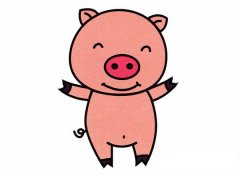 卡通小猪的画法 可爱小猪简笔画教程素描彩图