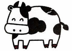 卡通彩色奶牛简笔画的画法步骤教程素描