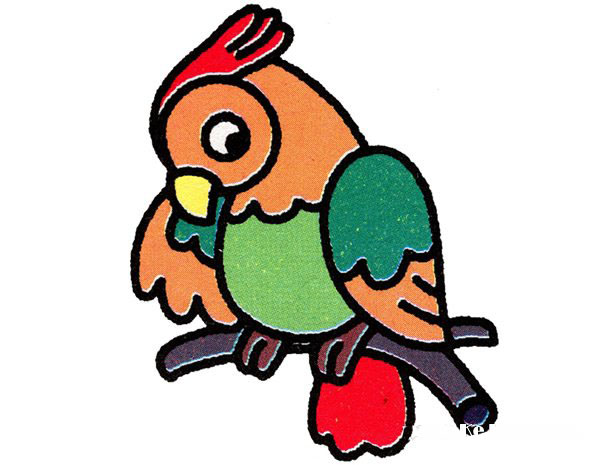 卡通可爱小鹦鹉简笔画的画法图片教程素描-www.qqscb.com