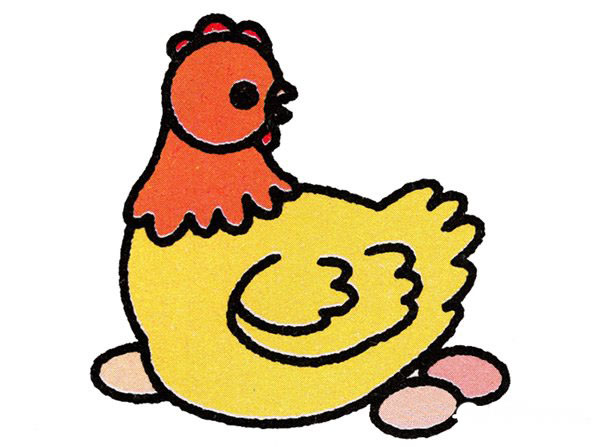 卡通下蛋老母鸡简笔画的画法步骤教程彩色-www.qqscb.com