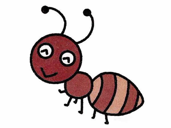可爱小蚂蚁简笔画的画法步骤彩图素描-www.qqscb.com