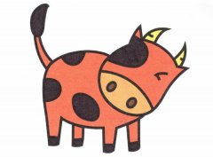 可爱小牛简笔画的画法步骤教程彩图素描