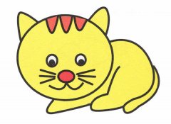 彩色卡通小猫咪简笔画的画法图片素描