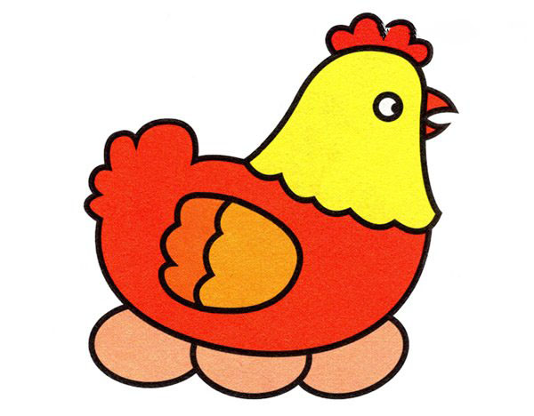 卡通孵蛋的母鸡画法 母鸡孵蛋简笔画彩图素描-www.qqscb.com