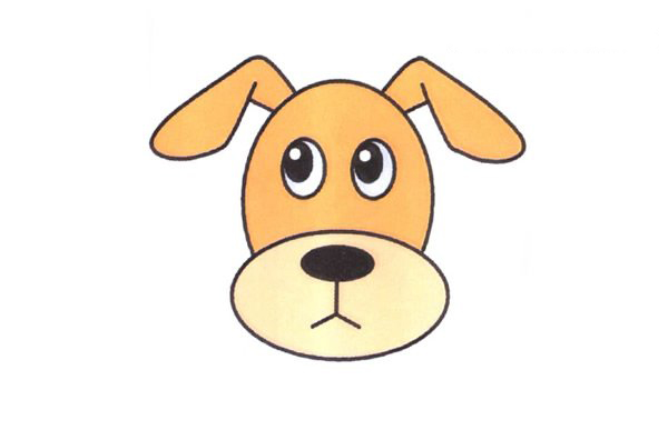 卡通可爱的狗头简笔画表情素描彩图-www.qqscb.com