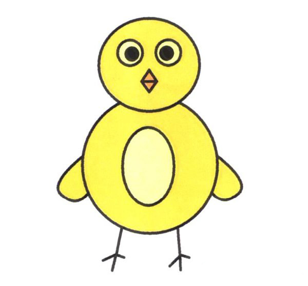 幼儿卡通可爱小鸡的画法简笔画教程-www.qqscb.com