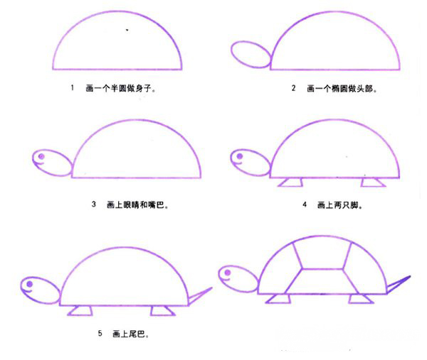 幼儿简笔画卡通乌龟的画法图片教程-www.qqscb.com