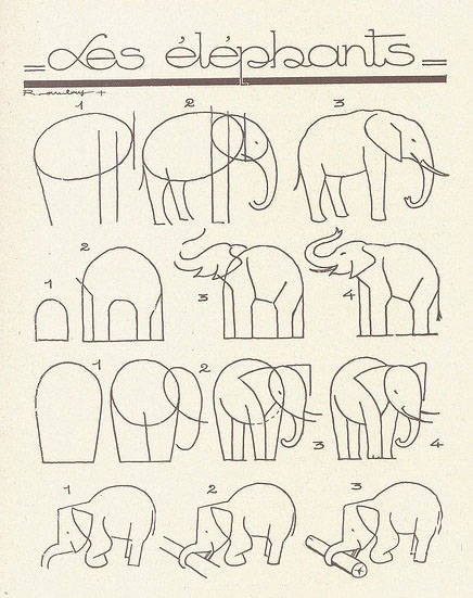 简单大象的画法 卡通大象简笔画图片素描-www.qqscb.com