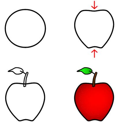 卡通大红苹果简笔画步骤图片教程素描-www.qqscb.com