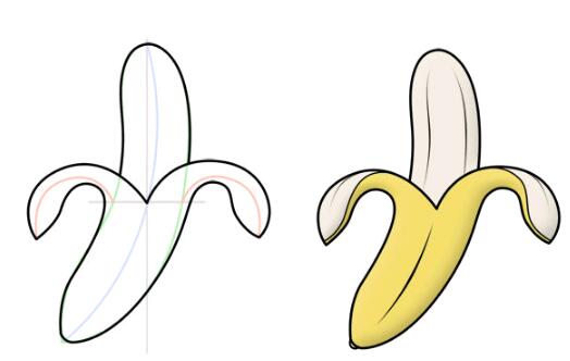 彩色香蕉的画法 香蕉简笔画图片教程-www.qqscb.com