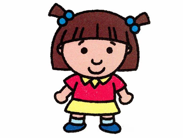 卡通可爱小女孩简笔画的画法图片教程素描彩图-www.qqscb.com