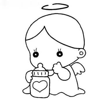 幼儿简笔画吸奶嘴小天使的画法图片教程素描-www.qqscb.com