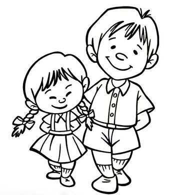 幼儿简笔画哥哥和妹妹的画法图片教程素描-www.qqscb.com