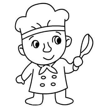 可爱的小厨师简笔画图片大全素描卡通-www.qqscb.com