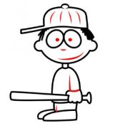 儿童简笔画打棒球的小男孩图片教程素描