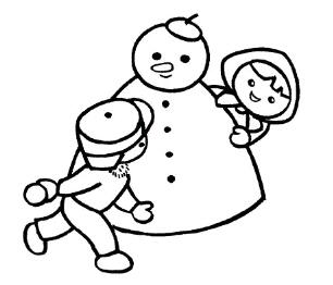 小男孩堆雪人简笔画的画法图片教程素描-www.qqscb.com