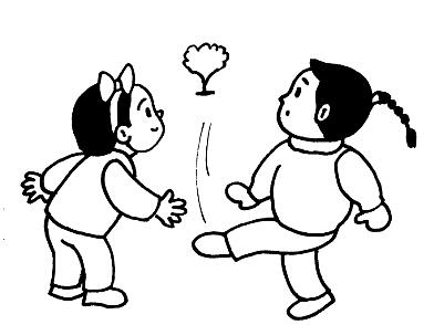 卡通小女孩踢毽子简笔画图片大全素描-www.qqscb.com