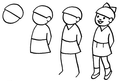 一步一步绘画站立小男孩简笔画图片大全素描-www.qqscb.com