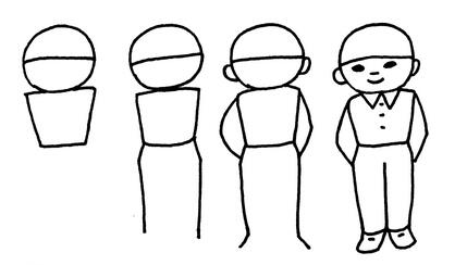 一步一步绘画站立小男孩简笔画图片大全素描-www.qqscb.com