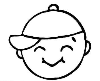卡通小男孩微笑表情简笔画图片大全素描-www.qqscb.com