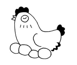 卡通母鸡的画法 孵蛋母鸡简笔画图片大全素描-www.qqscb.com