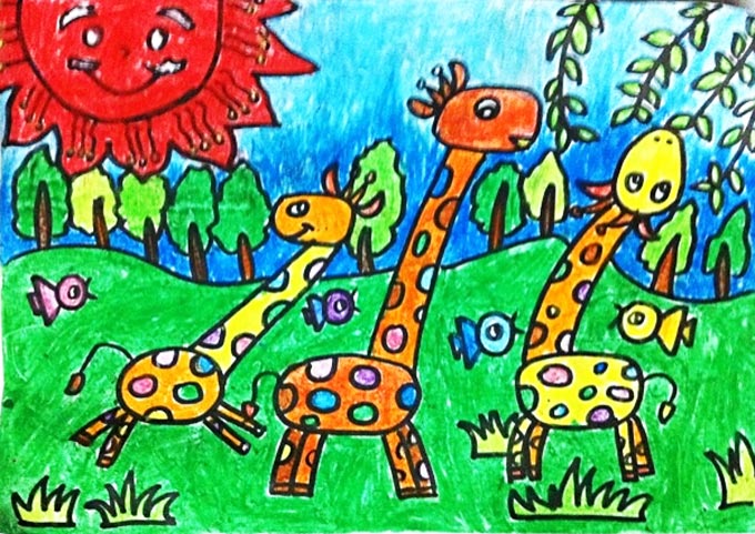 长颈鹿的画法 长颈鹿儿童画画图片大全-www.qqscb.com