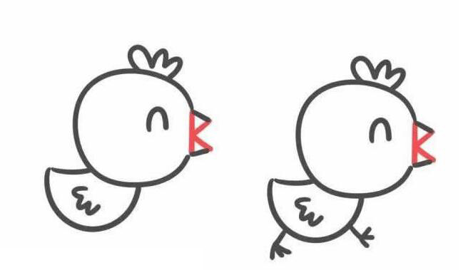 可爱小鸡简笔画图解 小鸡的画法步骤教程-www.qqscb.com