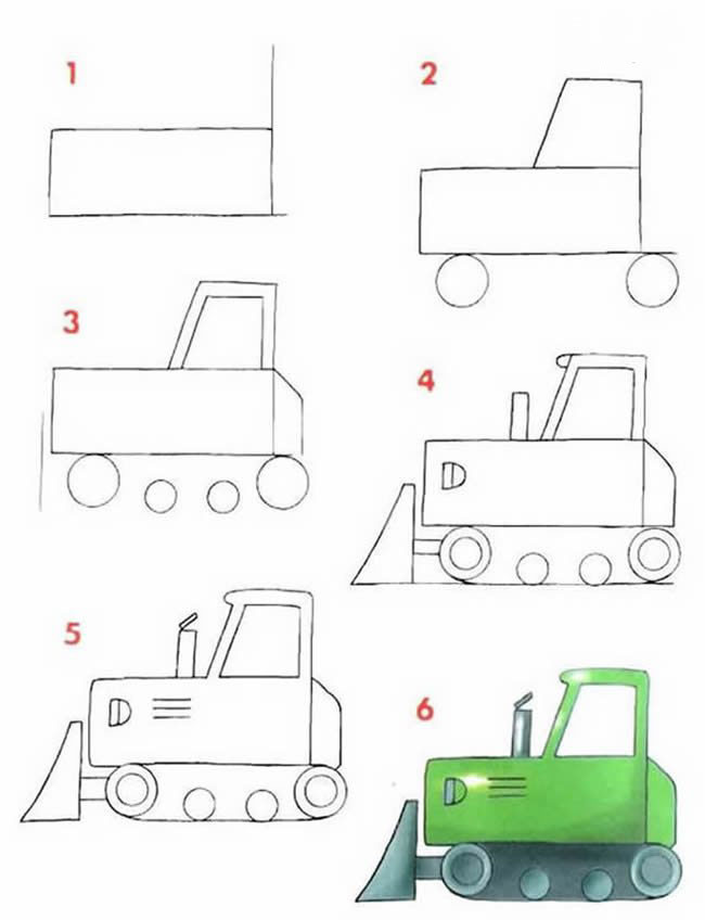卡通铲车的画法 简笔画铲车图片教程素描-www.qqscb.com