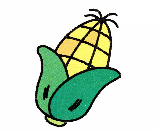 玉米棒的画法 彩色玉米简笔画图片教程素描-www.qqscb.com