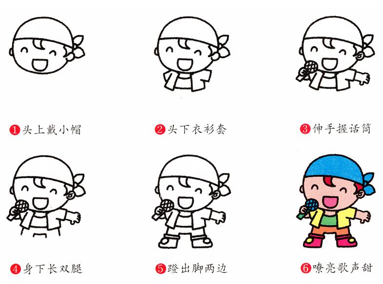 爱唱歌的小男孩简笔画图片大全素描-www.qqscb.com