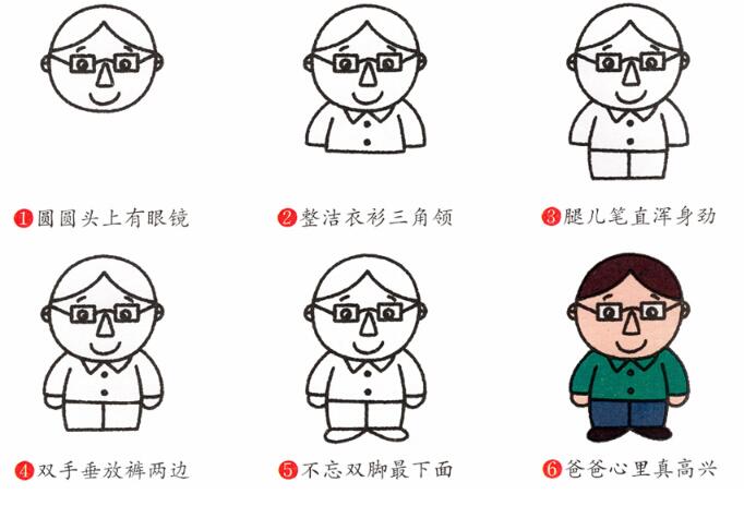 我的爸爸简笔画图片大全素描彩色-www.qqscb.com