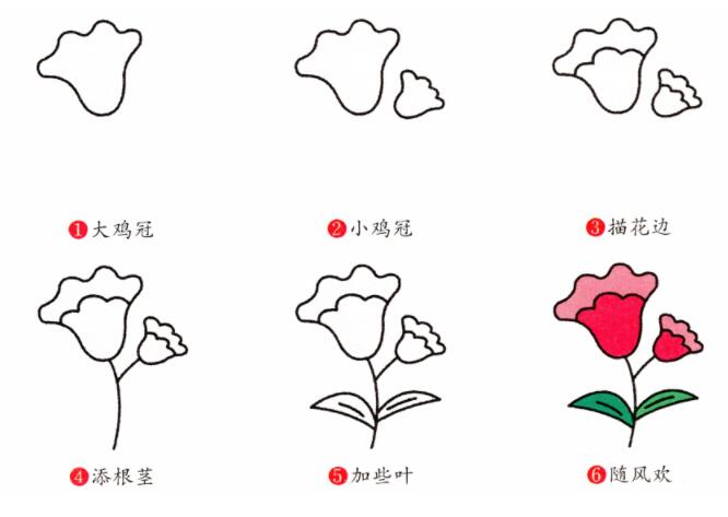 鸡冠花的画法 简笔画鸡冠花图片大全彩色-www.qqscb.com