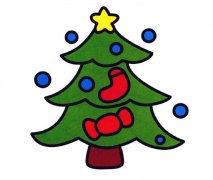 漂亮圣诞树简笔画的画法图片大全彩色