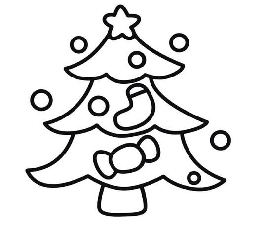 漂亮圣诞树简笔画的画法图片大全彩色-www.qqscb.com