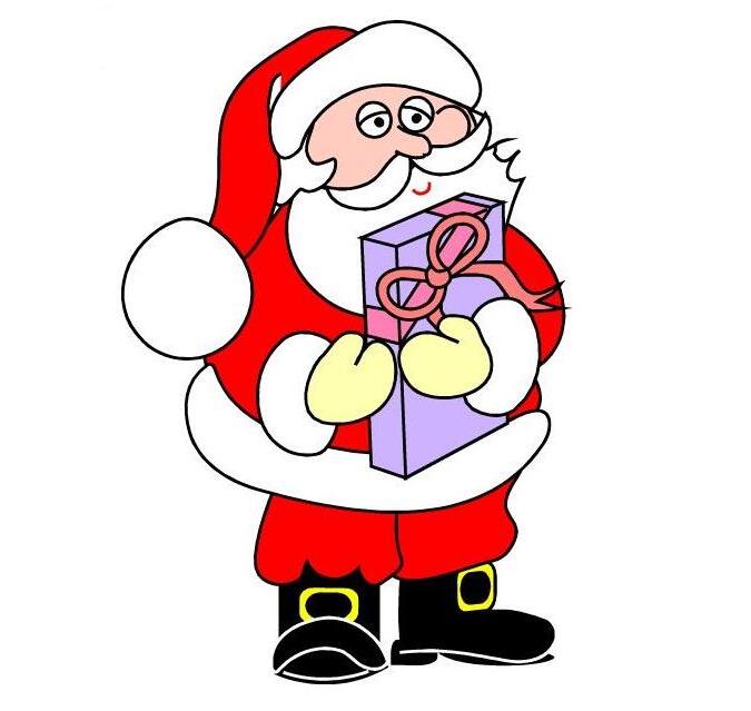 圣诞老人简笔画圣诞老人抱礼物的画法-www.qqscb.com