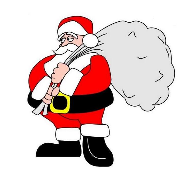 送礼物的圣诞老人画法图片大全彩色素描-www.qqscb.com