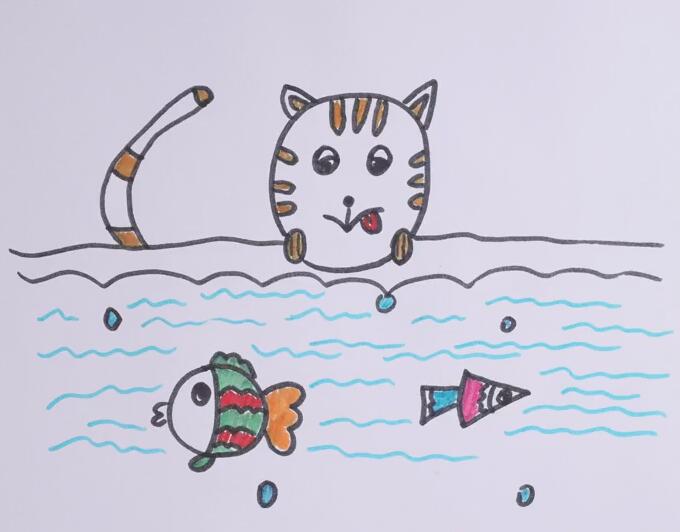 儿童简笔画嘴馋小猫咪画法视频教程-www.qqscb.com