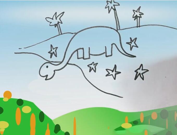 儿童简笔画恐龙的画法步骤视频教程-www.qqscb.com