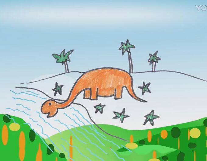 儿童简笔画恐龙的画法步骤视频教程-www.qqscb.com