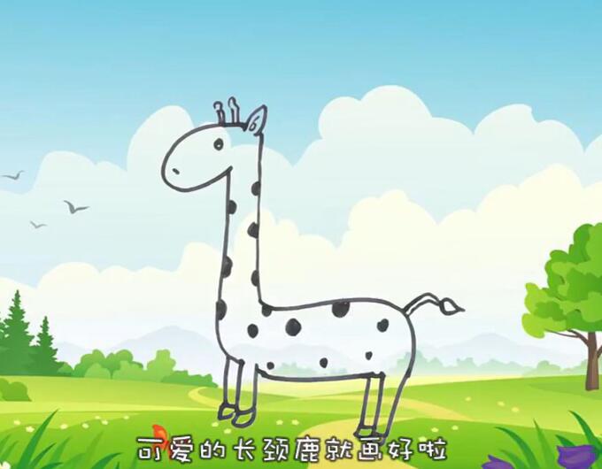 儿童简笔画长颈鹿的画法图片视频教程-www.qqscb.com