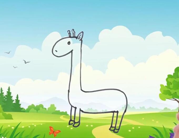 儿童简笔画长颈鹿的画法图片视频教程-www.qqscb.com