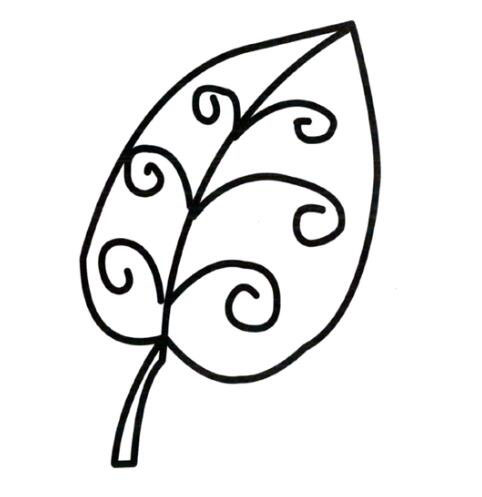 幼儿简笔画涂色一片树叶的画法图片大全-www.qqscb.com