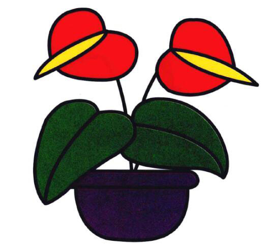 儿童简笔画红掌花的画法图片大全涂色-www.qqscb.com