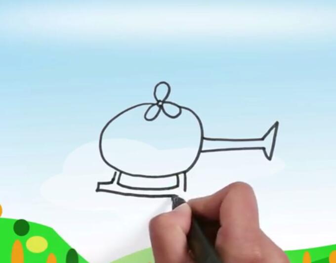 直升机简笔画图片怎么画直升机的画法视频-www.qqscb.com