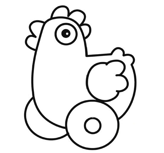 卡通小公鸡玩具怎么画涂色公鸡简笔画图片-www.qqscb.com
