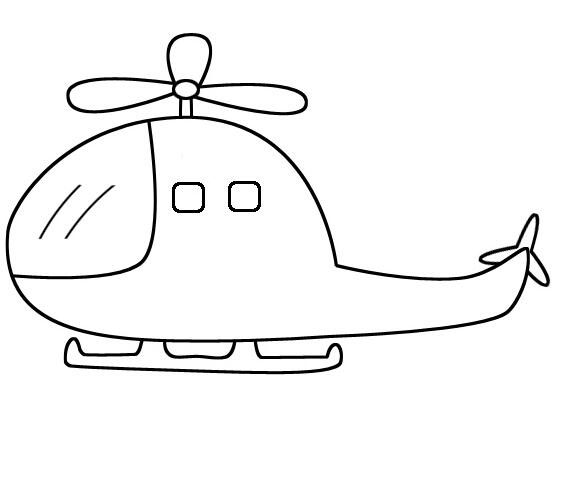 卡通飞机怎么画直升机简笔画图片素描-www.qqscb.com