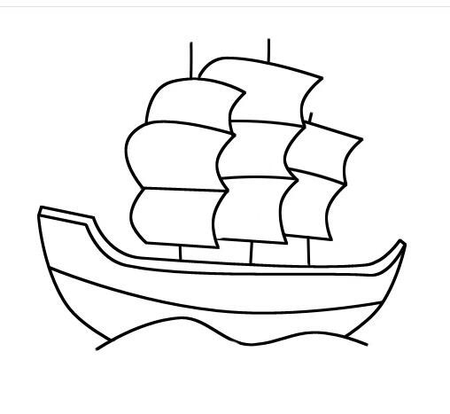 帆船怎么画卡通帆船简笔画图片教程-www.qqscb.com