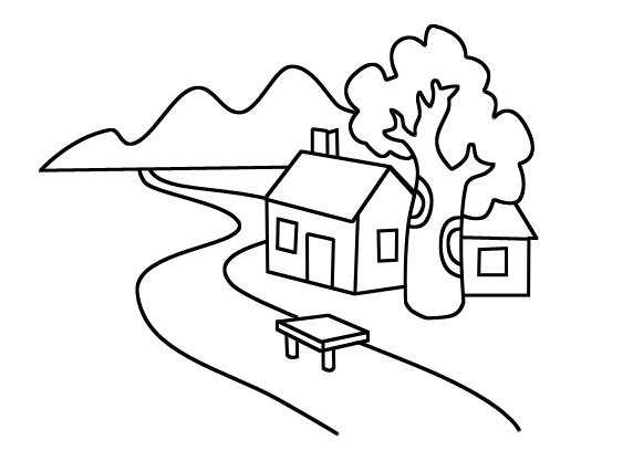 河边小房子怎么画小屋子简笔画图片-www.qqscb.com