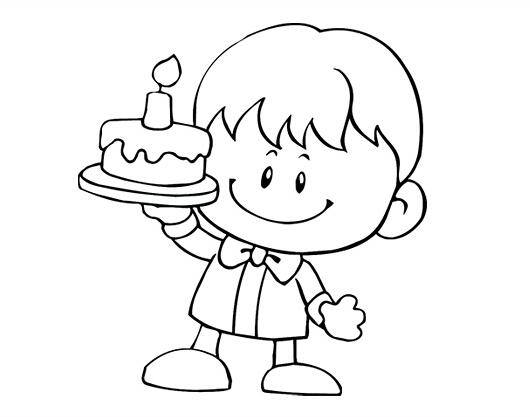 手捧小蛋糕的小男孩简笔画图片教程-www.qqscb.com
