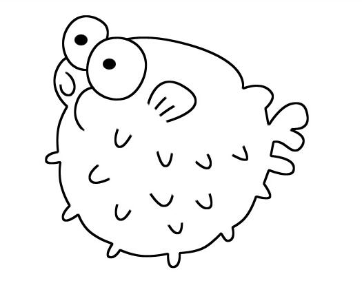 卡通小河豚怎么画河豚简笔画图片素描-www.qqscb.com